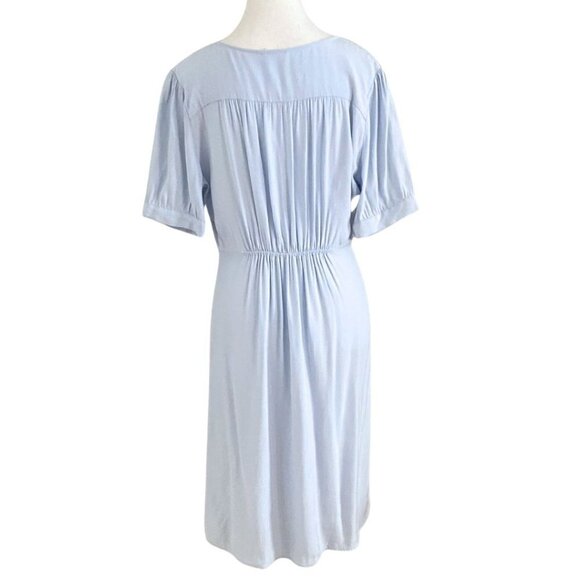 NAIF MONTREAL BABY BLUE BUTTON FRONT WRAP MIDI DRESS - M - Picture 4 of 10